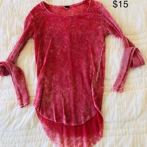 free people red long sleeved shirt